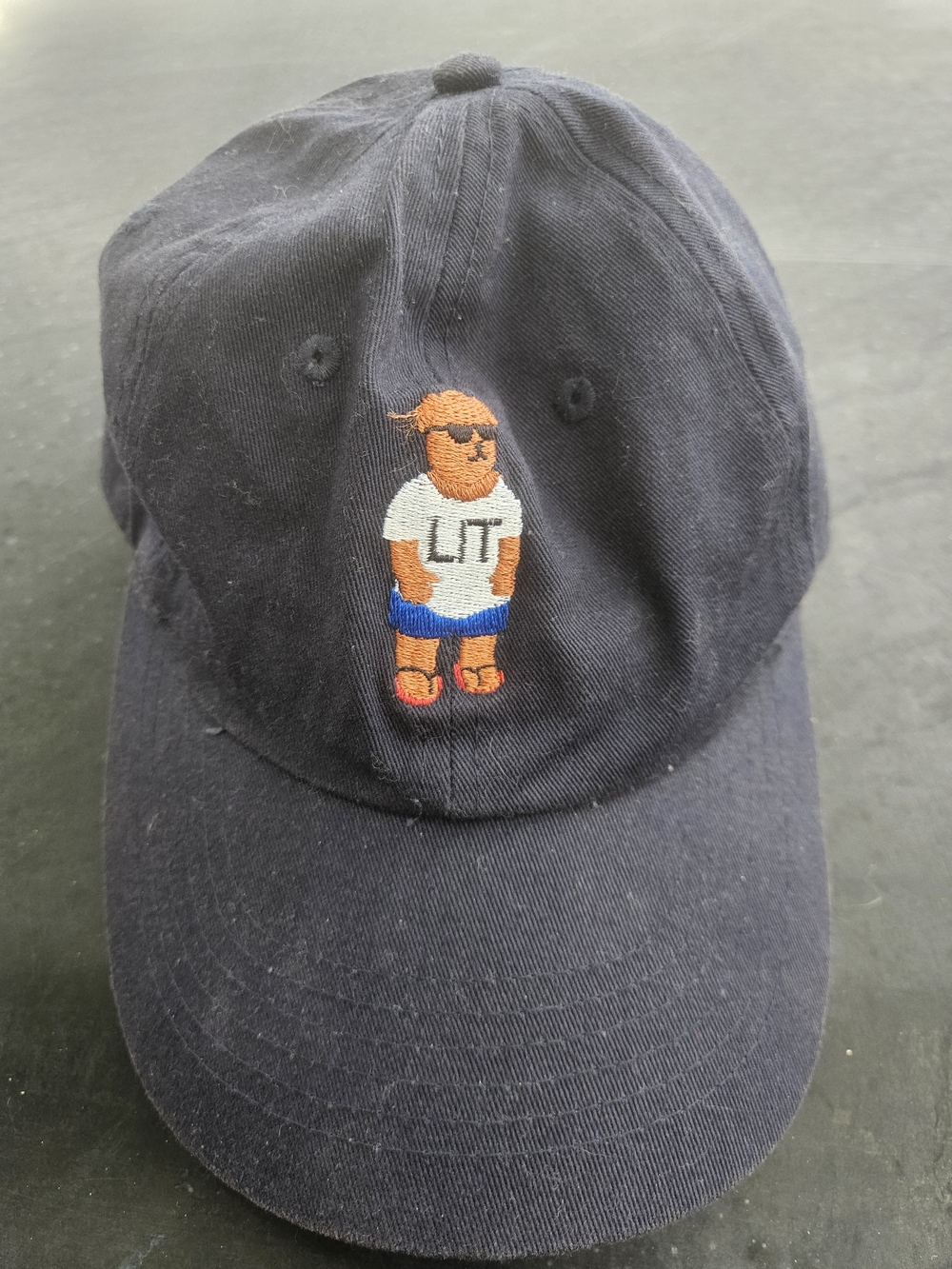 Kids Navy Baseball Cap with 'LIT' Character Embroidery